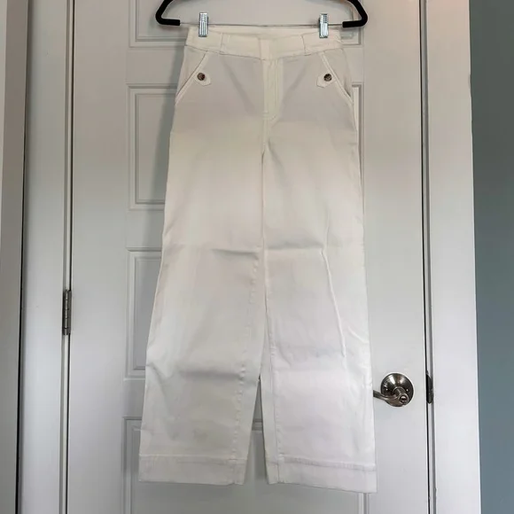 Spanx Stretch Twill Cropped Wide Leg Pants, WhiteSize Small